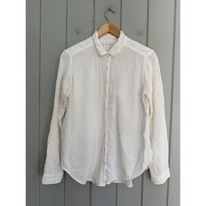 XIRENA White Scout Shirt Gauze Button Up Cotton Coastal Quiet Luxury Sz XS